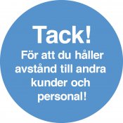 HÅLL AVSTÅND KLISTERDEKAL CIRKEL - BLÅ/VIT